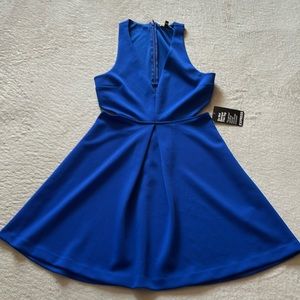 Express Blue Royal Flare Cut Out Dress